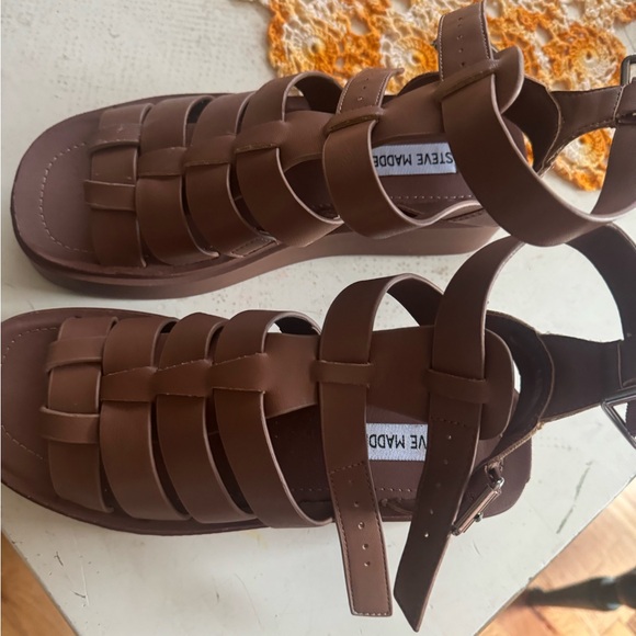 Steve Madden Sarai Leather Platform Sandals - Picture 2 of 4